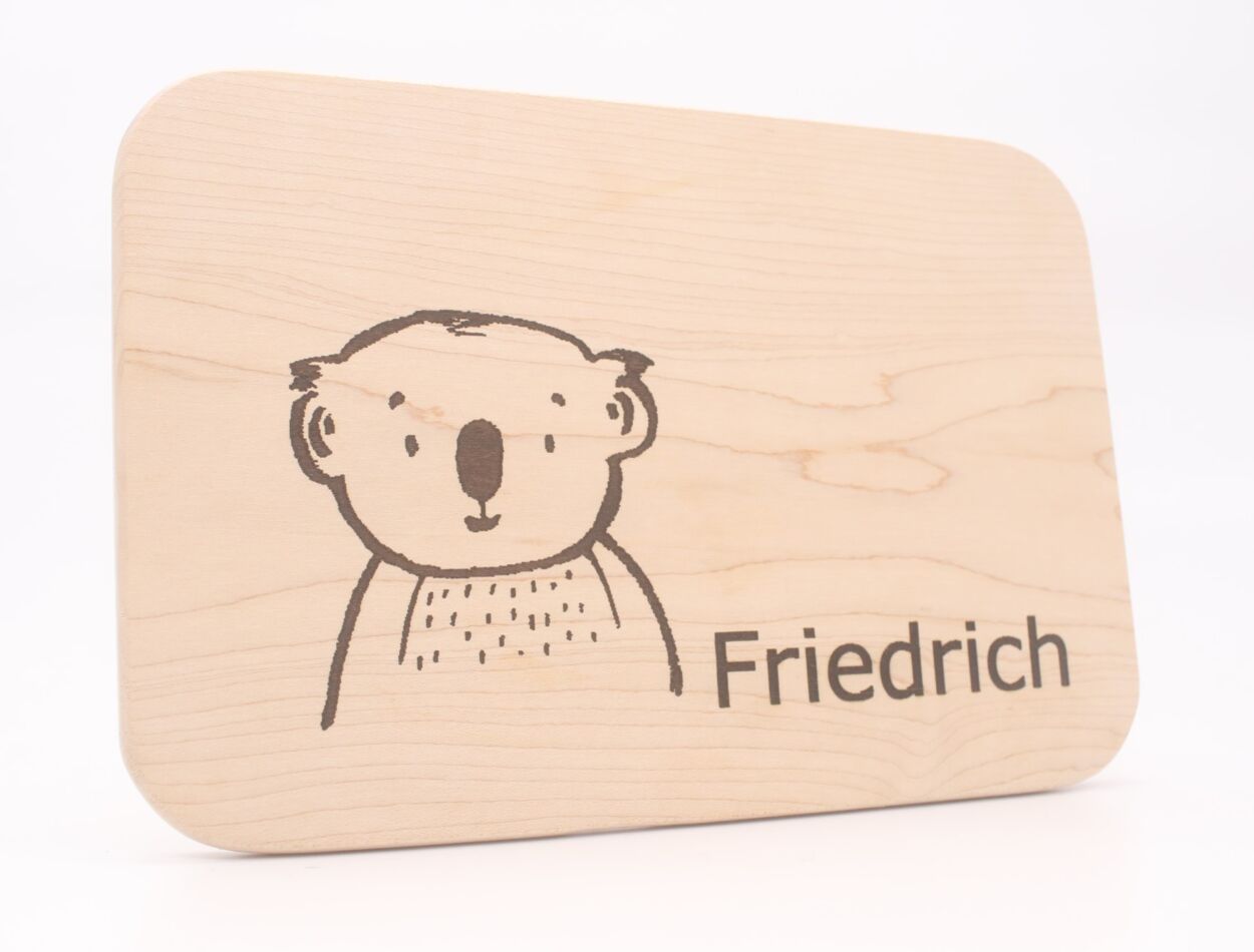Frühstücksbrettchen mit Name und Gravur - Schneidebrett, Platzset aus Holz für Kinder