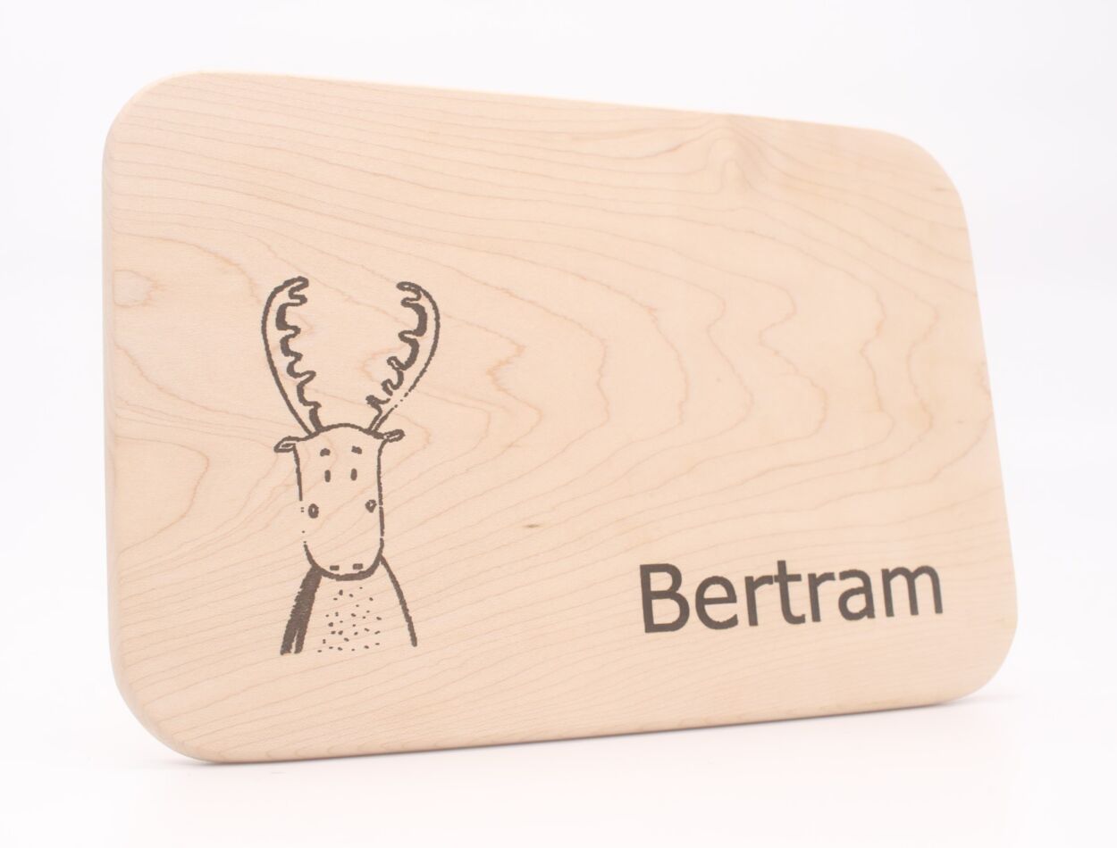 Frühstücksbrettchen mit Name und Gravur - Schneidebrett, Platzset aus Holz für Kinder